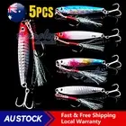 5x 21g Metal Fishing Lures Slice Micro Bait Spoon Tackle Salmon +10x hook