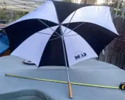 Umbrella ReCycled Vintage Rain Stick Rain or Sun Logo HSBC&Cyde RainWorthy