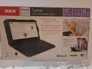 RCA Viking Pro 10" 2-in-1 Tablet 16GB Quad Core Pink Laptop Computer-W/Folio Key