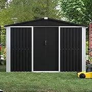 Metal Outdoor Storage Shed 1.92D x 2.64W x 1.85H Metres, Steel Utility Tool Shed Storage House with Door & Lock, Metal Sheds Outdoor Storage for Backyard Garden Patio Lawn, Blue