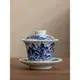 千里江山三才蓋碗茶杯茶碗帶蓋單個高檔陶瓷泡茶青花瓷功夫茶具