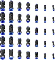 35Pcs Straight Connector, Plastic Quick Release Pneumatic Connectors, Straight Tube Push to Connect Fittings Kit for Replacement