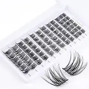 LANKIZ DIY lash Extensions Wispy,Lash Clusters D Curl Individual Lash Extensions,72 Clusters D Curl , Soft and Lightweight 8-16mm Mix Resuale Wide Band+Mix Style Cluster Lashes for Home use (Soul-D-Curl)