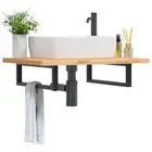 Stylish Black Steel Shelf Brackets for Washbasin Set of 2 Rectangular Design