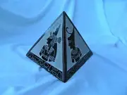 X-Large Heavy Egyptian Basalt Stone Pyramid Set Pharaoh Horus Isis 3 Piece #11