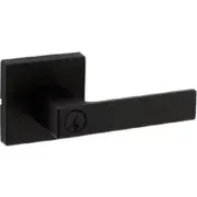(2)-Kwikset Singapore Square Keyed Entry Lever SmartKey, Matte Black 97402-912