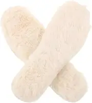 GAROZATION Plush Rabbit Fur Insoles Sneaker Inserts Women Inner Soles for Women Shoes Feet Warmer Boot Liners for Cold Weather Boot Liners Sole Inserts Shoes Insoles Rabbit Fur Beige