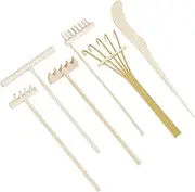 NICENEEDED 6 PCS Mini Zen Sand Garden Rake Tools, Miniature Tabletop DIY Tray Sand Garden Tools, Small Wooden Desktop Meditation Tools for Home Table