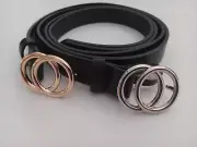 Lot Of 2 Kid's Belts Leather Double Ring New Fits 24 To 28" Waist
