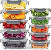 GOOD FOR YOU Glass food storage containers [10 Pack] Glass meal prep container with lid, Airtight, BPA Free & Leak Proof