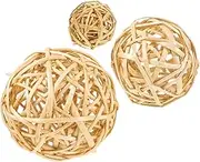 HEALEEP 3Pcs Rattan Balls Decorative Orbs Natural Woven Home Decor for Living Room for Crafting Photography Props Choice