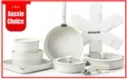 17 Piece Nonstick Pots and Pans Set Induction Cookware Detachable Handle White