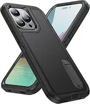 Shockproof Case for iPhone 14 Pro Max Case with Kickstand,Military Grade Drop Protective,Heavy Duty Hard Back 3-Layer Protective Phone Cover for iPhone 14 Pro Max (Black)