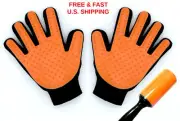 Pet Grooming Gloves & Reusable Lint Roller Deshedding Dog Brush Bath SET of 3