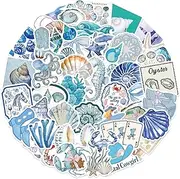50pcs Aesthetic Stickers for Girl, Cute Ocean Beach Waterproof Vinyl Decal for Girl Teen Adult Student Water Bottle Laptop Phone Computer Skateboard Luggage Notebook (Blue Coast)