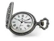 Charles Hubert Antique Chrome Finish 2 Horses Pocket Watch