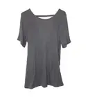 NWT Mono B Womens Mauve Gray Cutout Overlay Top Size S Short Sleeve Ribbed