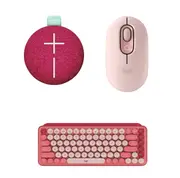 Logitech POP Keyboard and Mouse Combo with Ultimate Ears MINIROLL (Rose)