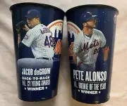 NY METS 2 COLLECTIBLE CUP SET PETE ALONSO ROOKIE YR & JACOB DEGROM CY YOUNG