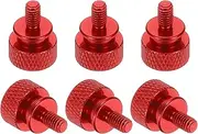 uxcell 6 Pcs M4x8mm Knurled Thumb Screw Computer Case Threaded Hand Tighten Screws Aluminum Alloy for PC Case, Red