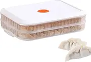 Dumpling Storage Box,2 Layer Freezer Dumpling Box With Lid | Fresh-Keeping, Space-Saving, Kitchen Organization for Cookies Donuts Wonton Noodles