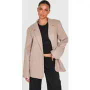 Taupe Brushed Wool Look Tailored Blazer, Taupe