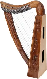 Midwest Brown 19 Strings Lever Harp with Bag, Tuner and Extra Nylon Strings
