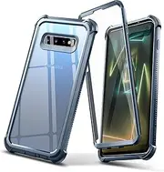 [Dexnor] Compatible with Samsung Galaxy S10 Case 360 Full Body Protection Cover Shockproof Bumper, Crystal Clear Anti-Scratch Clear Ultra-Thin Back Panel, with Built-in Screen Protector - Blue