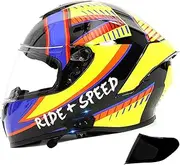 Bluetooth Full Face Helmet Motorbike Helmet with Black Lens Motocross Helmet Removable Liner for Adult Men Women Street Racing Cruiser Motorcycle DOT/ECE Approved