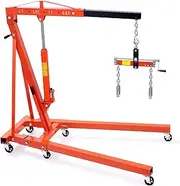 VEVOR Hydraulic Engine Hoist with Lever, 2000KG Heavy-Duty Cherry Picker Shop Crane, Foldable Engine Crane and Engine Hoist Leveler for Auto Repair, Motors, Weights Lifting, Loading