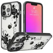 "GSA Rose Ivy Embossed Bumper Case for iPhone 13 Pro - Clear/Black"