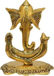 | Ganesha Statue Sculpted in Great Detail in Ivory Antique Finish - Ganesh Idol