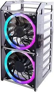 GeeekPi Cluster Case for Raspberry Pi - Stackable 8-Layer Rack With 120mm RGB LED 5V Cooling Fan for Raspberry Pi 4B/3B+/3B/2B/B+ and Jetson Nano