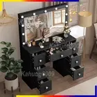 Makeup Vanity Desk w/ Mirror and Lights Dressing Table & Drawers Set w/ Mirror