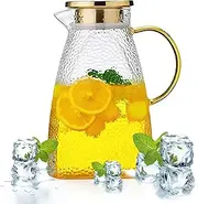 1.8 L/63 oz Glass Carafe with Lid, Carafe Water Jug, Leak-Proof Fridge Door Carafes, Large Carafe Glass, Iced Tea Jug Juice Jug, Borosilicate Glass Water Carafe for Water & Juices