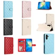 Flip Grid Leather Wallet Phone Case For Samsung A8 A13 A50 A30 A70 A20E M53