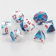Chessex CHX 26457 Gemini Astral Blue White with Red 7 Die Set