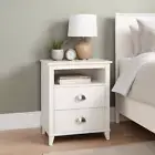 Prepac Nightstand 23 inW x 28 in H Particle Board Top With 2-Drawer in White