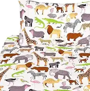 J-pinno Jungle Animals Leopard Ostrich Crocodile Snake Twin Sheet Set Bedroom Decoration Gift, 100% Cotton, Flat Sheet + Fitted Sheet + Pillowcase Bedding Set (Twin, 15)