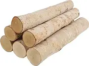 Prsildan 6 Pack White Birch Logs for Fake Fireplace Decorative Natural Birch Tree Branches Wood DIY Fire Logs Crafts for Indoor Outdoor Gas Faux Fireplace Filler Decoration (2.4"-3.2" Dia.)