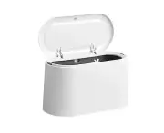Tabletop Trash Can With Lid, 1.5L Mini Makeup Trash Can, Small Plastic Bathroom Kitchen Trash Can, Countertop Trash Can For