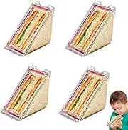 4 Sandwich Containers | Triangle Sandwich Container | Sandwich Box | Reusable Washable Sandwich Bags | Portable Breakfast Sandwich Containers for Picnic Travel