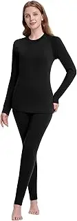 [woolcano] Women's 100% Merino Wool Base Layer Sets Lightweight Active Base Layer for Ski