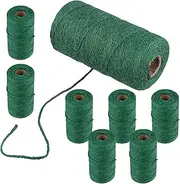 8 Rolls 2624Feet Green Jute Garden Twine, 100 m x 2 mm Garden String, 3 Strands Weaving Jute String for Gardening, Handicraft Making, Decoration