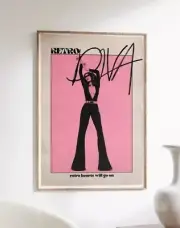 Retro Diva Poster, Pink Wall Art, 70s Psychedelic, Funky Wall Decor