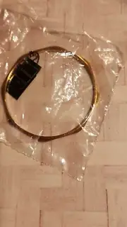 Vintage NOS tag Monet Gold Tone flat sided Round Bangle Bracelet made in USA