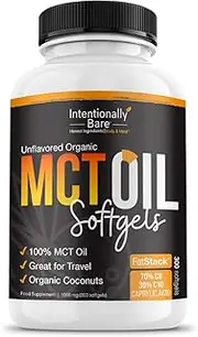 300 Organic C8/C10 MCT Oil Capsules - Keto, Paleo, Low Carb - Faster Metabolism, Ketosis, Sustainable Focus & Energy - Great for Travel - Flavorless, Non-GMO, BPA Free Bottle, 1000mg's per Softgel