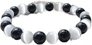 crystalmiracle Selenite Black Tourmaline Beaded 7 Mm Round String Crystal Gemstone Fashion Gift Wellness Positive Energy Handcrafted Accessory, 1 Count (Pack of 1), Stone