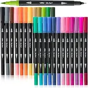 [Mr. Pen] Easter Basket Essentials, Dual Tip Brush Pens, 24 pcs, Assorted Color, Fine & Brush Tip Markers, Markers for Adult Coloring