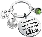 [BAUNA] Out lander Merchandise Keychain Scottish Thistle Jewelry The Stones are Calling I Must Go Gifts for Fans